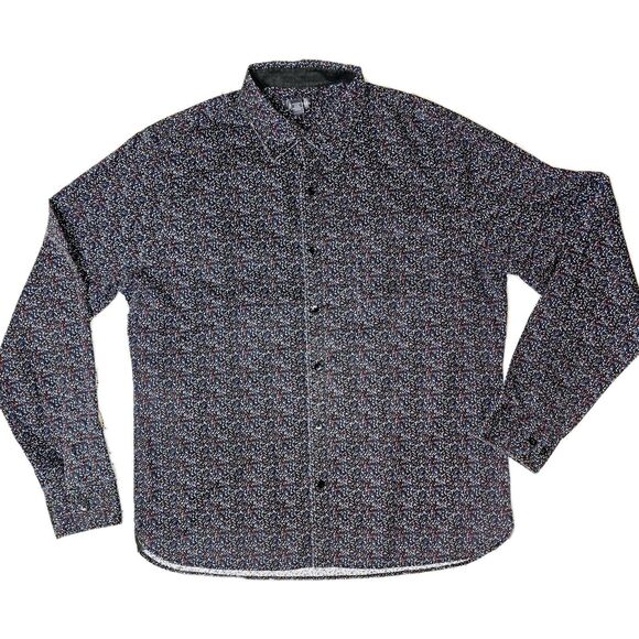 Van Heusen Men's Button Down Large, Blue White Red Speckles Long Sleeve Slim Fit - Picture 1 of 5